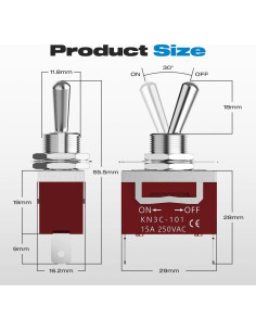 Interruptor de palanca impermeable Malictele 12V 30A 2Pin ON/OFF 2