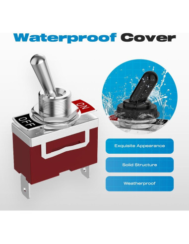 Interruptor de palanca impermeable Malictele 12V 30A 2Pin ON/OFF