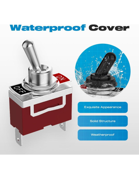 Interruptor de palanca impermeable Malictele 12V 30A 2Pin ON/OFF