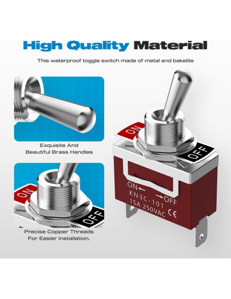 Interruptor de palanca impermeable Malictele 12V 30A 2Pin ON/OFF