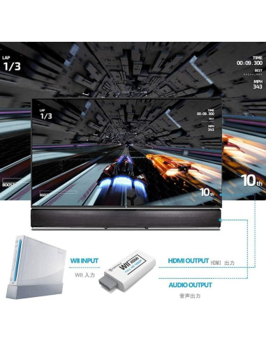 Adaptador HDMI Wii PORTHOLIC 1080P con audio 3.5mm