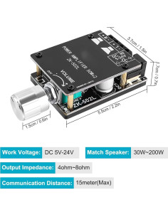 Amplificador de Audio Bluetooth ZK-502L 5.0 Estéreo 30W-200W 2
