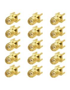 Conector SMA hembra PCB 15 piezas chapado en oro 50 Ohm