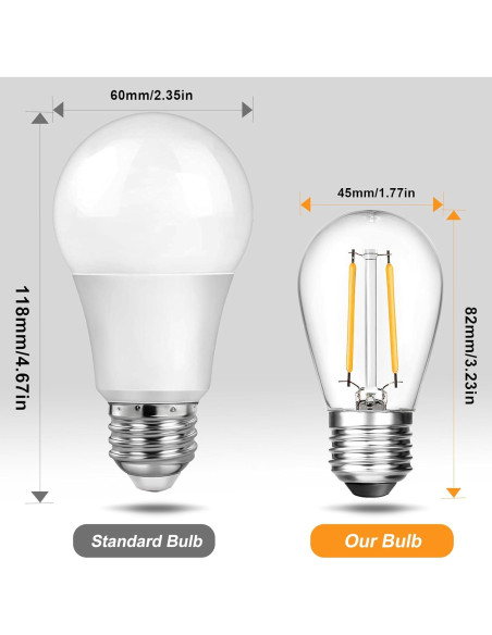 BRIMAX Paquete de 6 Bombillas LED S14 2W E26 2700K Irrompibles