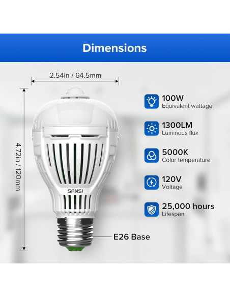 Bombilla LED SANSI A19 con Sensor de Movimiento 13W 5000K