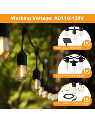BRIMAX Paquete de 6 Bombillas LED S14 2W E26 2700K Irrompibles