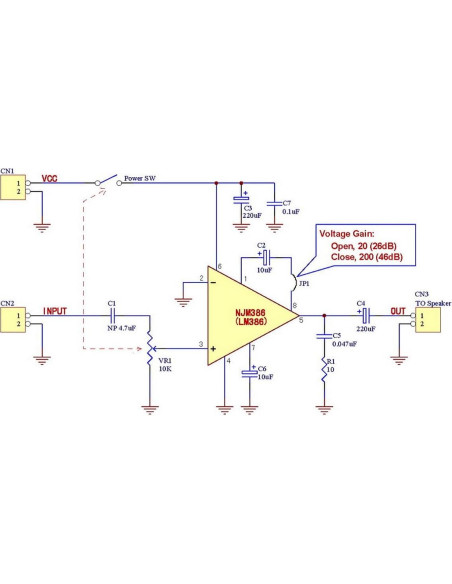Módulo Amplificador de Audio NJM386D 12V 1 Canal Electronics-Salon