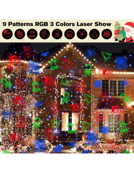 Proyector de luces láser navideñas RGB IP65 10.5x10x18cm