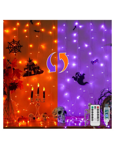 Luces de Cortina SUDDUS 200 LED USB Halloween 2 Colores