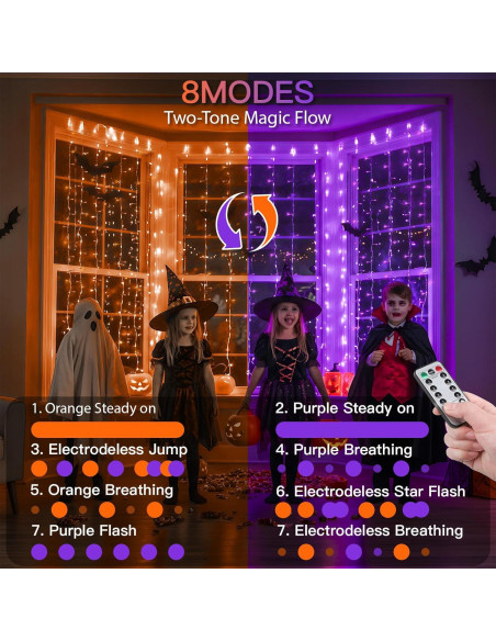 Luces de Cortina SUDDUS 200 LED USB Halloween 2 Colores
