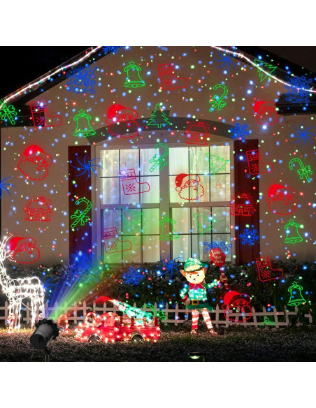Proyector de luces láser navideñas RGB IP65 10.5x10x18cm