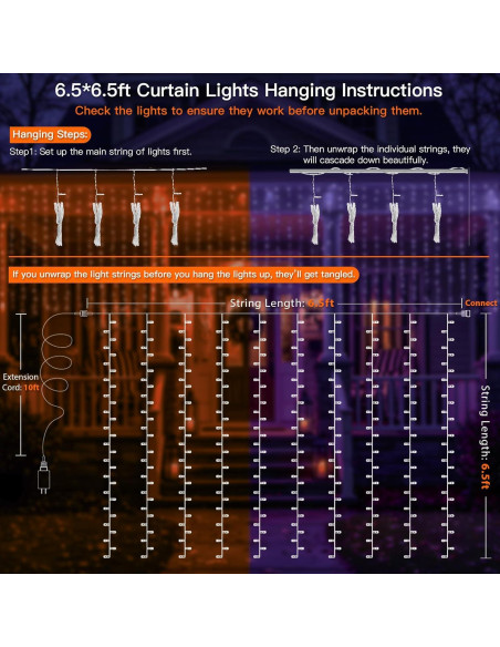 Luces de Cortina SUDDUS 200 LED USB Halloween 2 Colores
