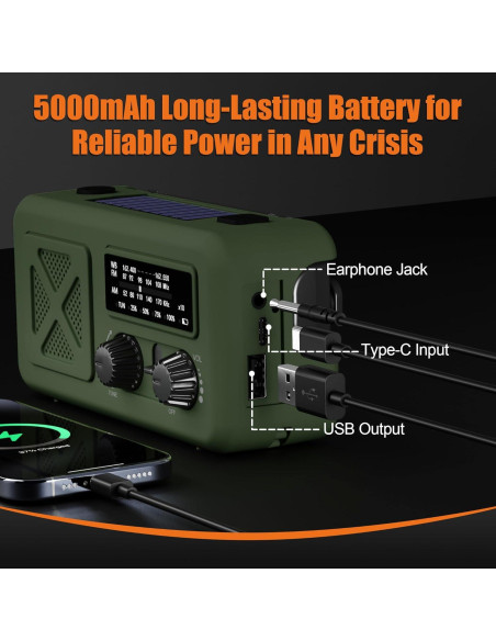 Radio de Emergencia Solar Qixin YX218 5000mAh con Linterna