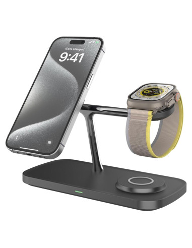 Estación de Carga Inalámbrica Magnética TIMESS 15W 3-en-1