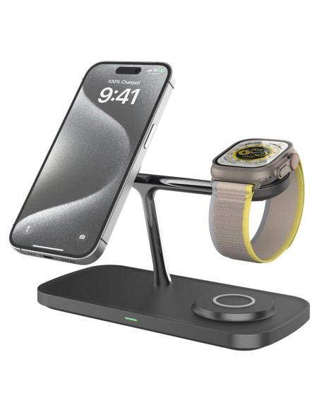 Estación de Carga Inalámbrica Magnética TIMESS 15W 3-en-1