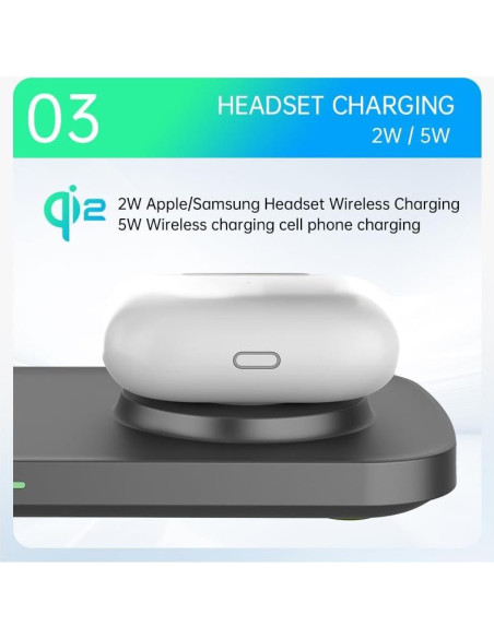 Estación de Carga Inalámbrica Magnética TIMESS 15W 3-en-1