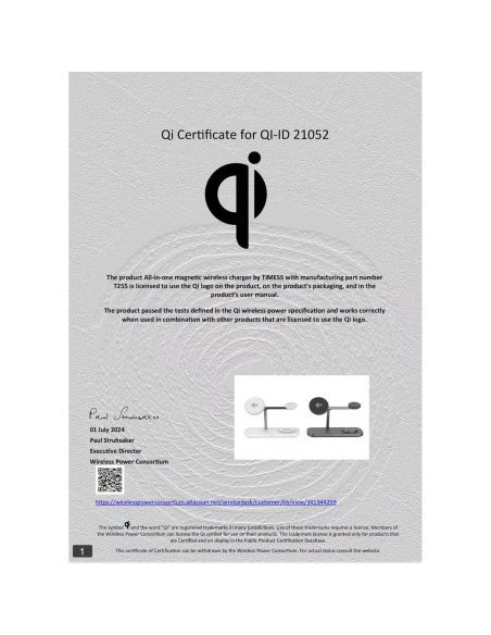 Estación de Carga Inalámbrica Magnética TIMESS 15W 3-en-1