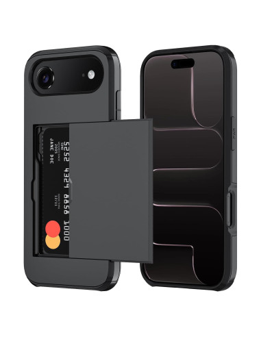 Funda Cartera Qinmay para iPhone 17 Air, Doble Capa, Negro