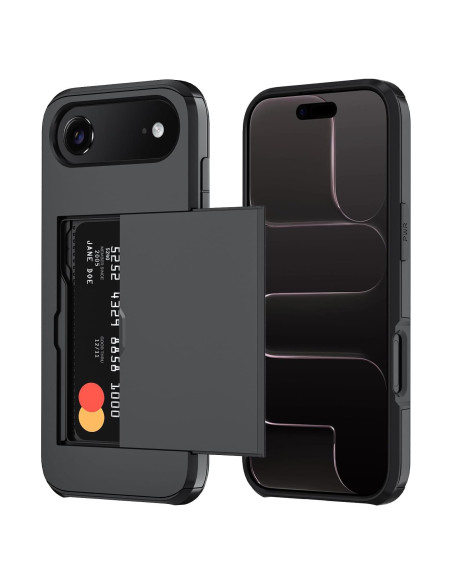 Funda Cartera Qinmay para iPhone 17 Air, Doble Capa, Negro