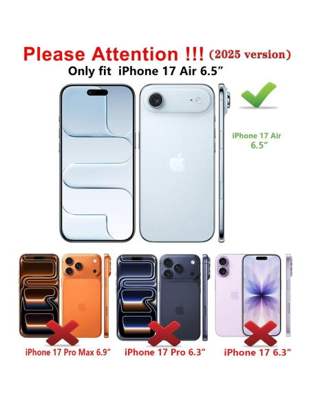 Funda Cartera Qinmay para iPhone 17 Air, Doble Capa, Negro