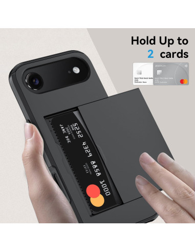 Funda Cartera Qinmay para iPhone 17 Air, Doble Capa, Negro