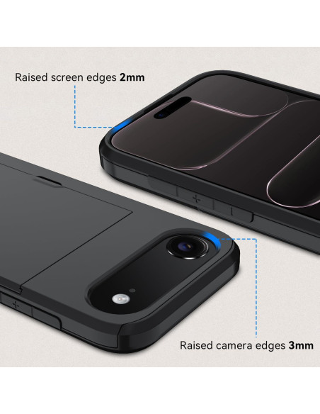 Funda Cartera Qinmay para iPhone 17 Air, Doble Capa, Negro