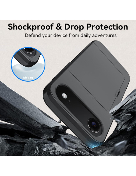 Funda Cartera Qinmay para iPhone 17 Air, Doble Capa, Negro