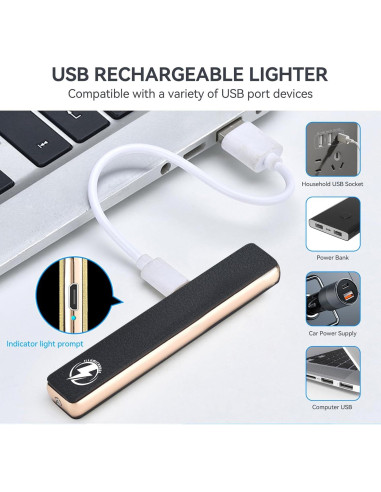 Encendedor Eléctrico Recargable ILLUMICHARGE Negro Mate/Oro Rosa