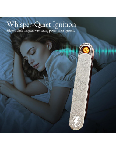 Encendedor Eléctrico Recargable ILLUMICHARGE Negro Mate/Oro Rosa