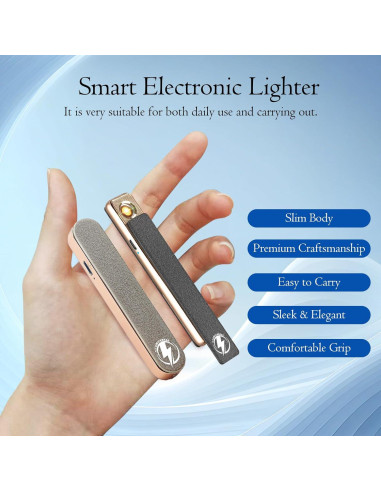 Encendedor Eléctrico Recargable ILLUMICHARGE Negro Mate/Oro Rosa