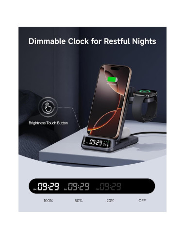 Cargador Inalámbrico 3 en 1 SwanScout para iPhone y Apple Watch