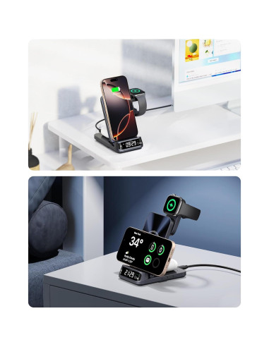 Cargador Inalámbrico 3 en 1 SwanScout para iPhone y Apple Watch