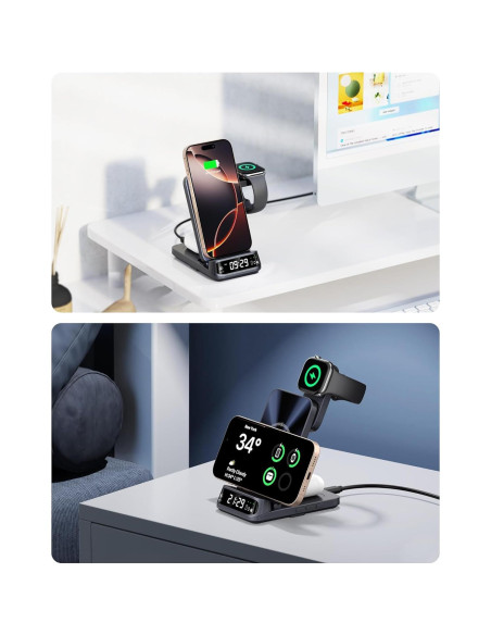 Cargador Inalámbrico 3 en 1 SwanScout para iPhone y Apple Watch