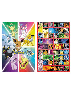 Conjunto de Pósters Pokémon 2 Piezas Evolución Eevee y Movimientos