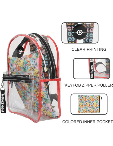 Mochila Transparente Pokémon Bioworld 17L con Bolsillo Laptop