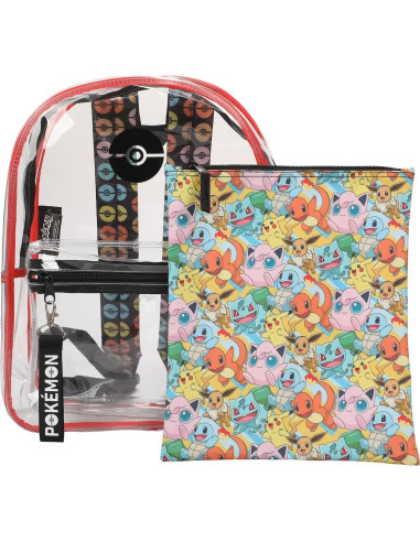 Mochila Transparente Pokémon Bioworld 17L con Bolsillo Laptop