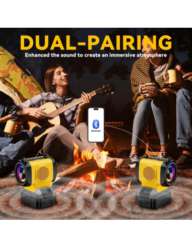 Altavoz Bluetooth Dewalt 20W con USB-C y luces LED