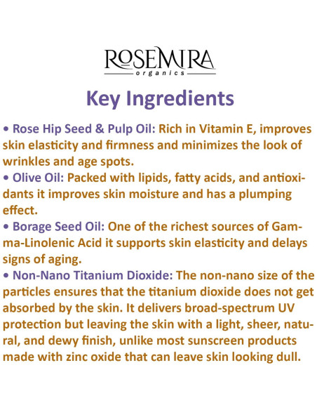 Crema Solar Facial Orgánica Rosemira 28.35 g SPF 20 Hidratante