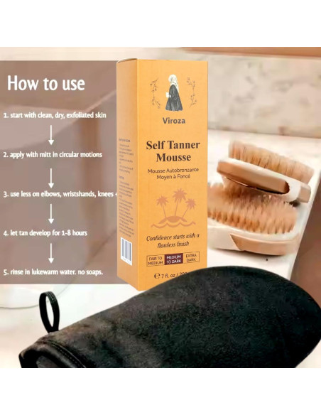 Mousse Autobronceador Viroza 200ml - Tono Medio a Oscuro Vegano