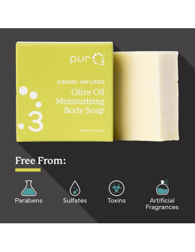 Jabón Orgánico de Aceite de Oliva Ozonizado PurO3 - 3 Barras 99g