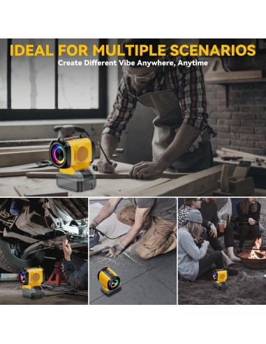 Altavoz Bluetooth Dewalt 20W con USB-C y luces LED