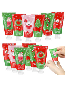 Set de 12 Cremas de Manos Hidratantes Loopeer Navidad 30ml