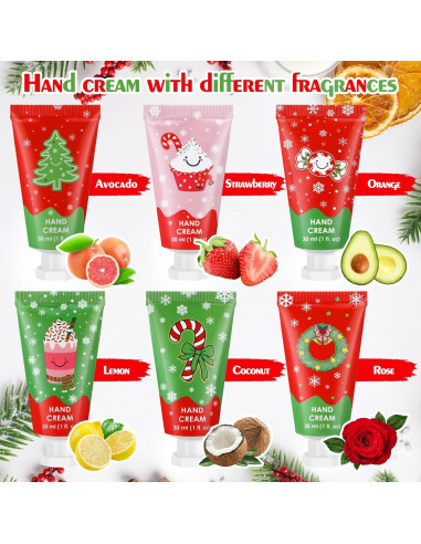 Set de 12 Cremas de Manos Hidratantes Loopeer Navidad 30ml
