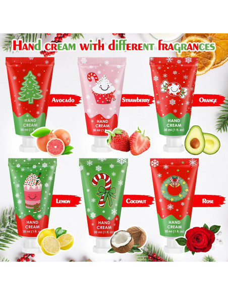 Set de 12 Cremas de Manos Hidratantes Loopeer Navidad 30ml