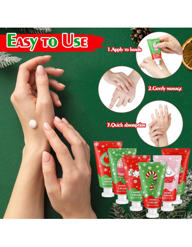 Set de 12 Cremas de Manos Hidratantes Loopeer Navidad 30ml