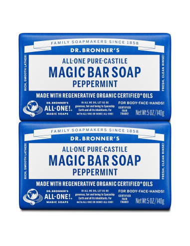 Jabón de Barra Mágico Pura-Castile Dr. Bronner Menta 141g 2-Pack