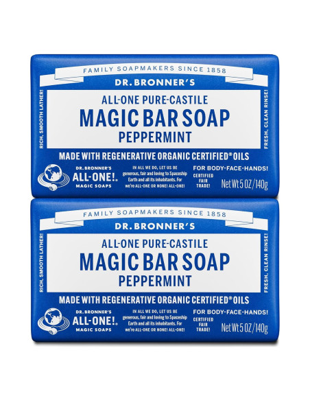 Jabón de Barra Mágico Pura-Castile Dr. Bronner Menta 141g 2-Pack