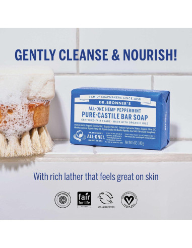 Jabón de Barra Mágico Pura-Castile Dr. Bronner Menta 141g 2-Pack