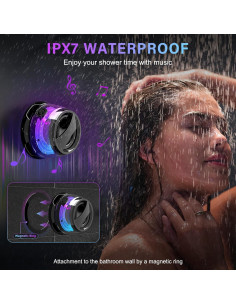 Altavoz de Ducha Bluetooth G200 IPX7 con Luz LED y Soporte 2