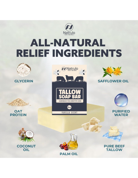 Jabón de Grasa de Res Natural Natrulo 108g - Hidratante para Piel Seca